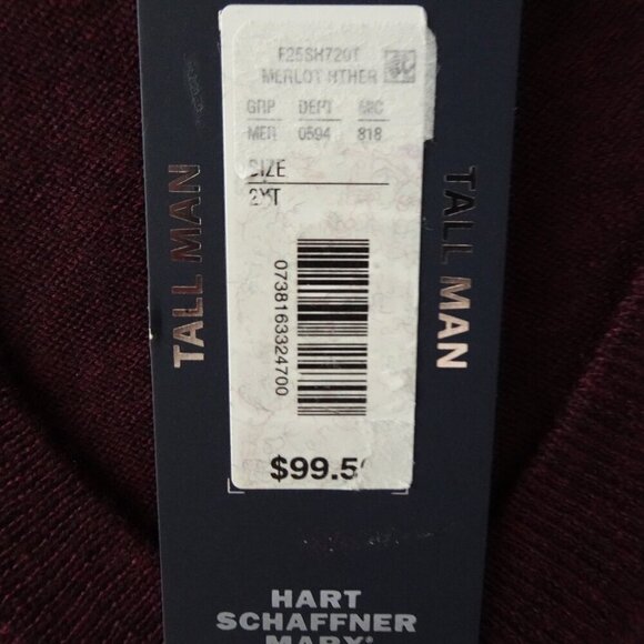 Hart Schaffner Marx Wool Sweater Big Men's Size 2XT Red Maroon Extra Fine Merino - Picture 7 of 9